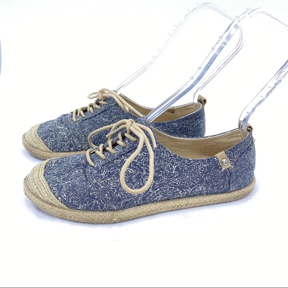 Roxy Shoes - Roxy Flora Lace Up Espadrille Size 8.5 Blue Beige
